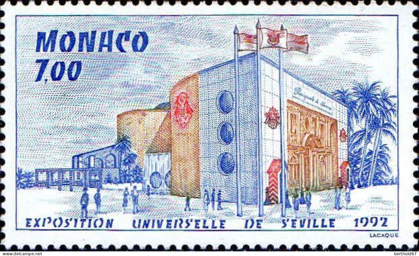 Monaco Poste N** Yv:1828 Mi:2073 Exposition Universelle Séville (Thème) - 1992 – Sevilla (Spanje)