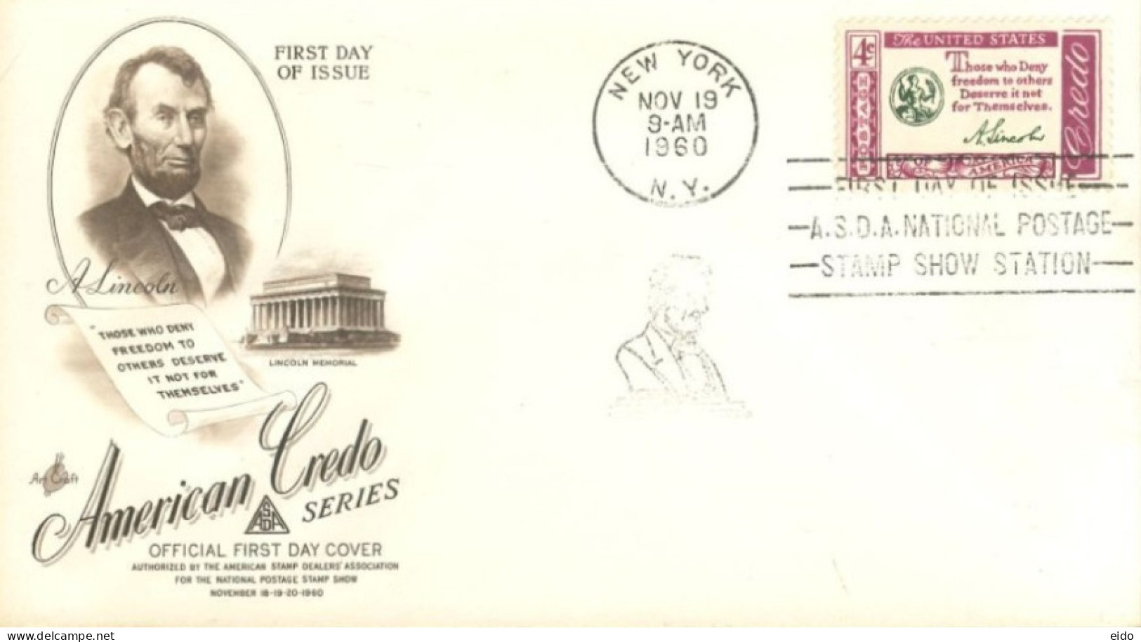 UNITED STATES. - 1966 - FDC STAMP OF AMERICAN CREDO. - Lettres & Documents
