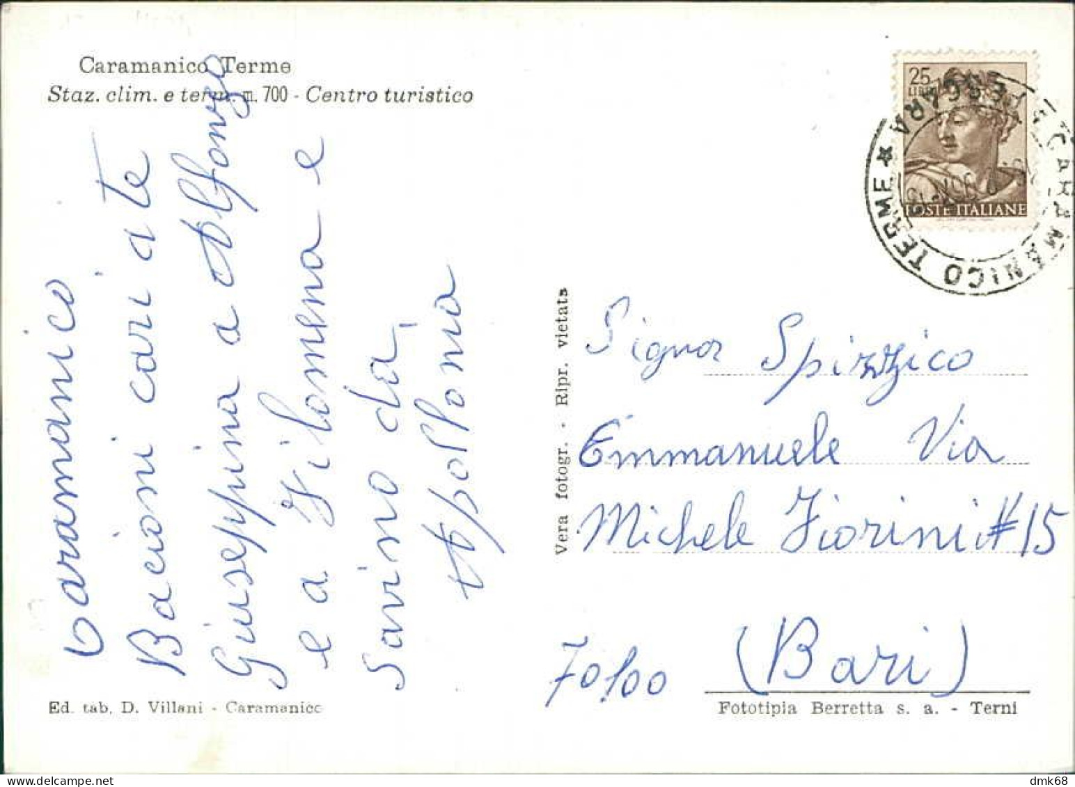 CARAMANICO TERME ( PESCARA ) UN ANGOLO CARATTERISTICO DEL PAESE - EDIZIONE VILLANI - SPEDITA 1964 (19706) - Pescara