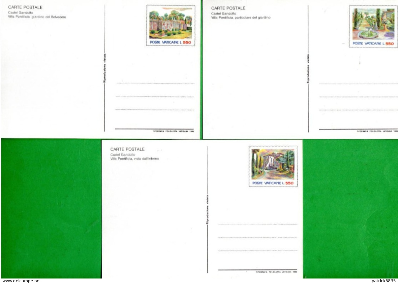 (ScC) Vaticano **- Cartolina Postale 1988- CASTEL GANDOLFO. NUOVE. C.31 - C.32 - C.33 - Ganzsachen