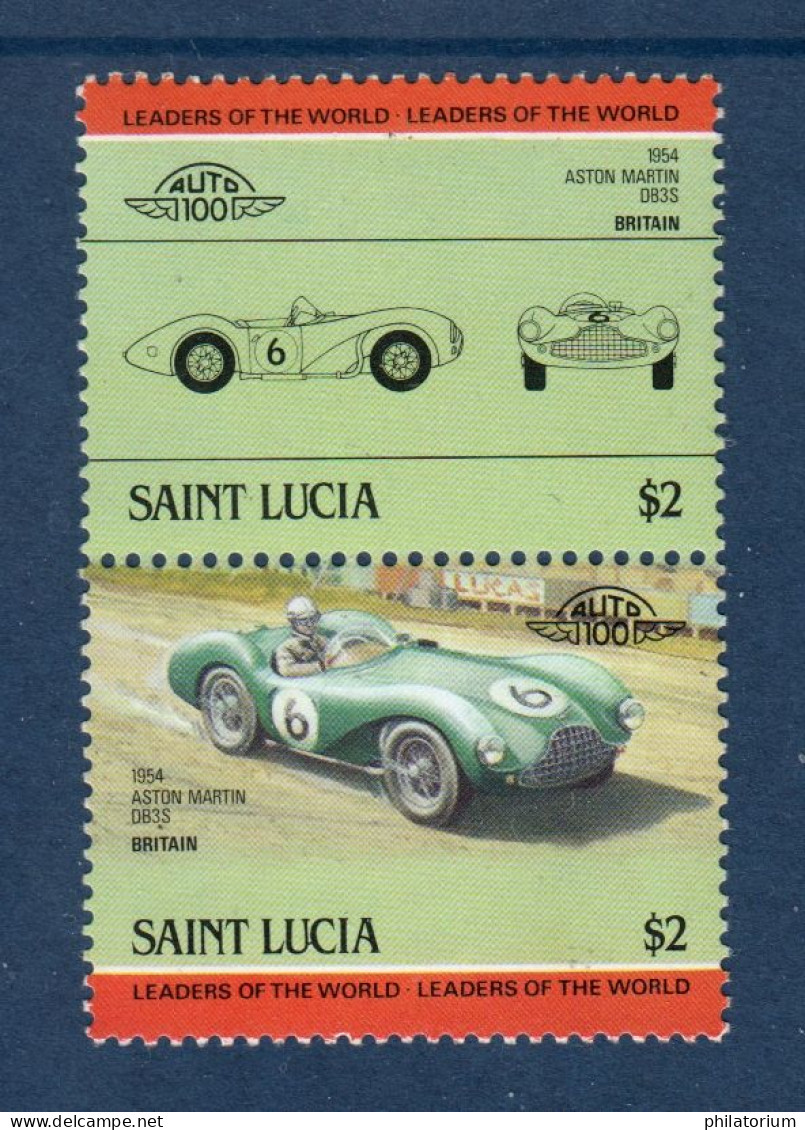 Saint Lucia Yv,  Mi 708, 709, SG 757, 758, Aston Martin DB 3S, - St.Lucia (1979-...)