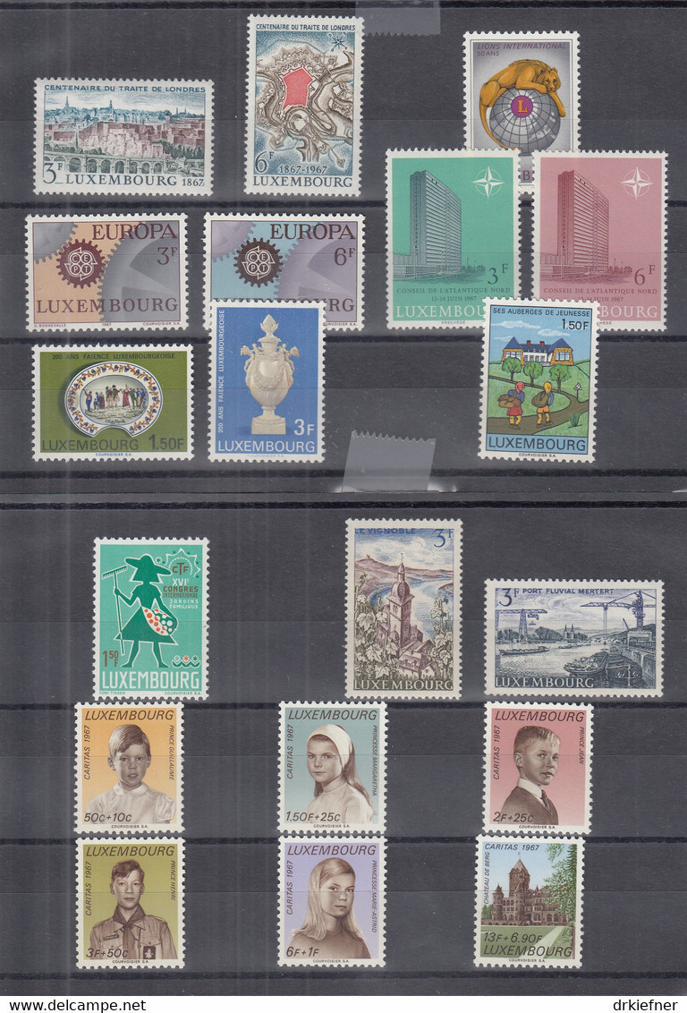 LUXEMBURG  Jahrgang 1967, Postfrisch **, 746-764 Komplett, Londoner Vertrag, Europa, Lions, Nato, Fayence, Caritas - Ganze Jahrgänge