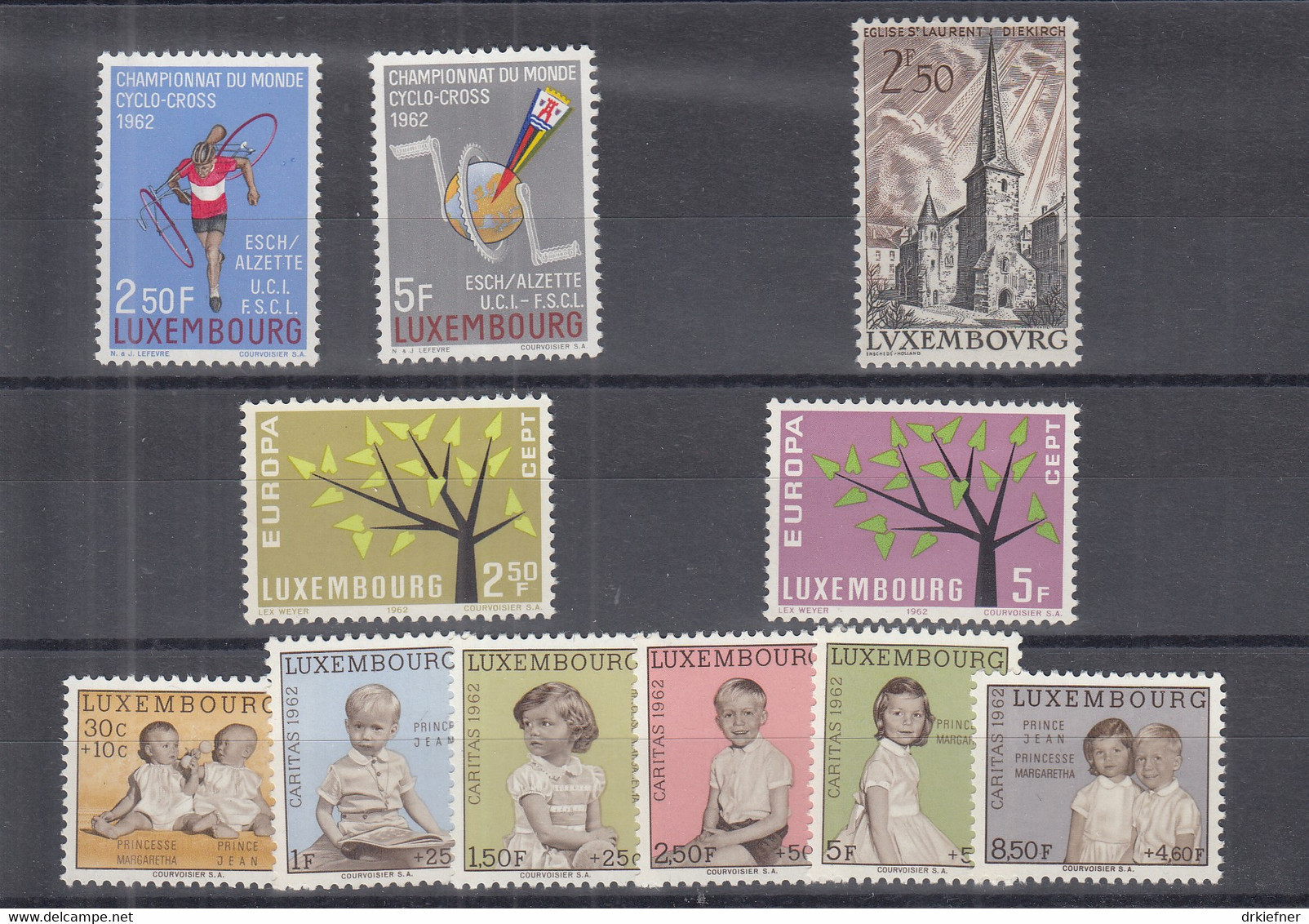 LUXEMBURG  Jahrgang 1962, Postfrisch **, 655-665, Europa, Querfeldein-Radrennen, Landschaften, Caritas - Volledige Jaargang