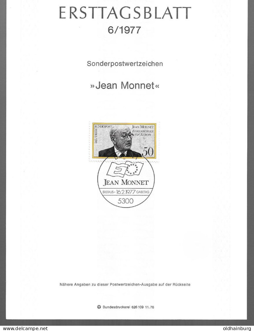 0543d: BRD- ETB 1977, Jean Monnet - 1977