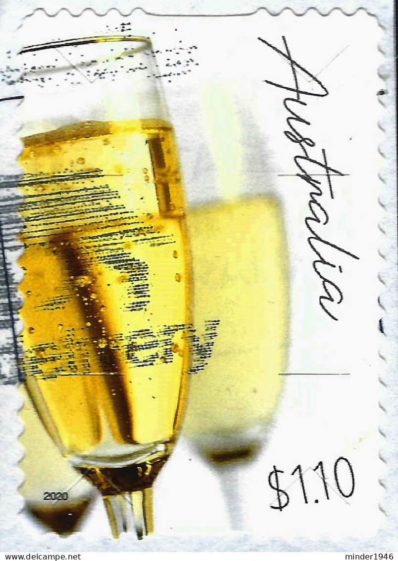 AUSTRALIA 2020 $1.10 Multicoloured, Joyful Occasions-Champagne Glasses Die-Cut Self Adhesive FU - Gebraucht