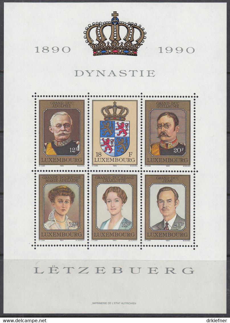 LUXEMBURG  Block 16, Postfrisch **, 100 Jahre Dynastie, 1990 - Blokken & Velletjes