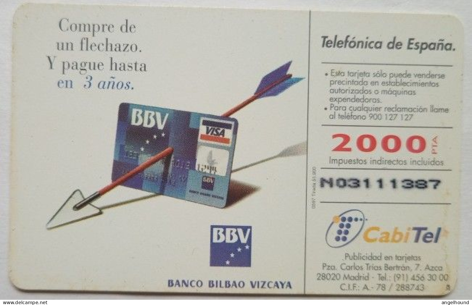 Spain 2000 Pta. Chip Card - Moneda Andalusi En La Alhambra - Emissions Basiques