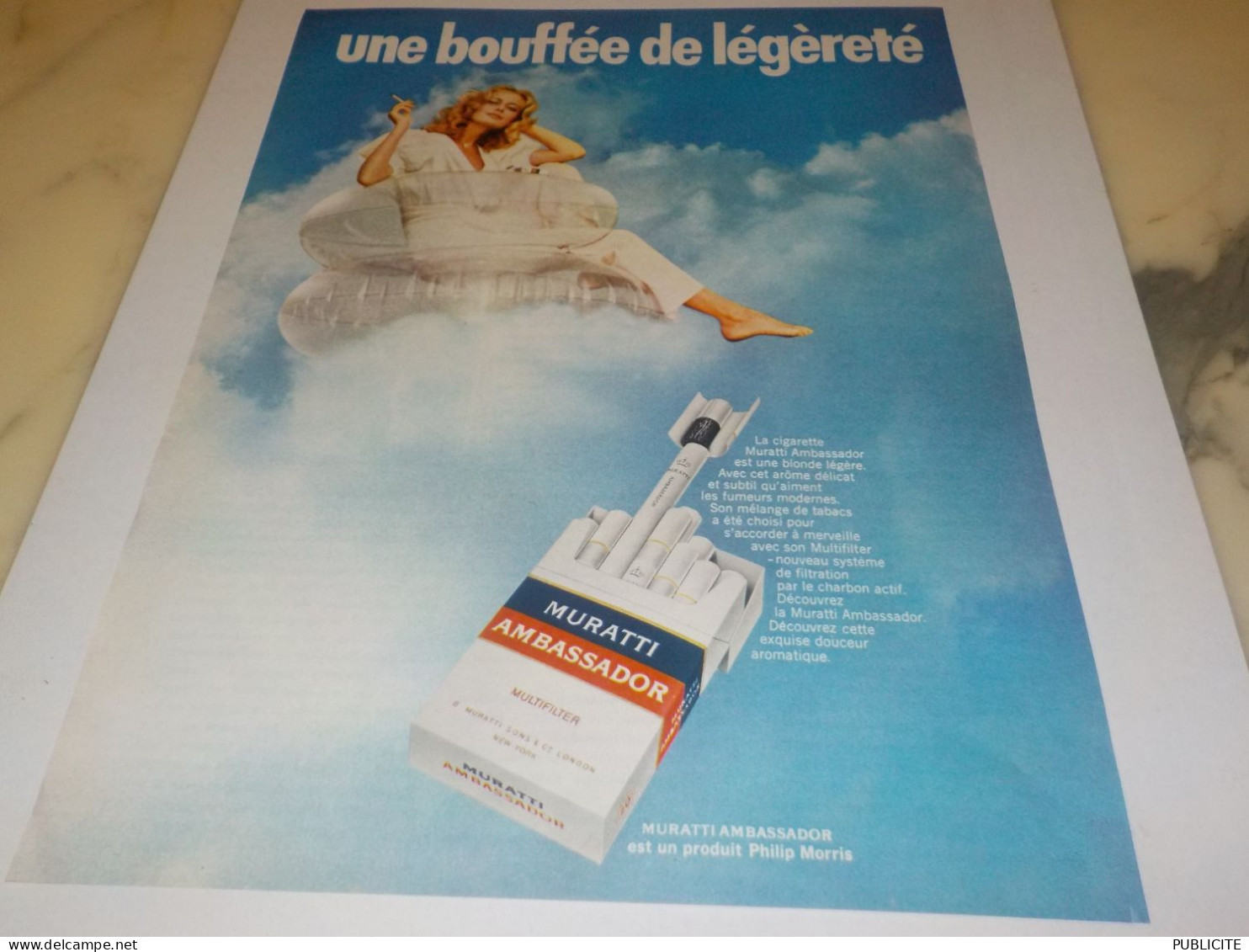 ANCIENNE PUBLICITE  BOUFFEE  DE LEGERETE MURATTI  AMBASSADOR 1972 - Other & Unclassified