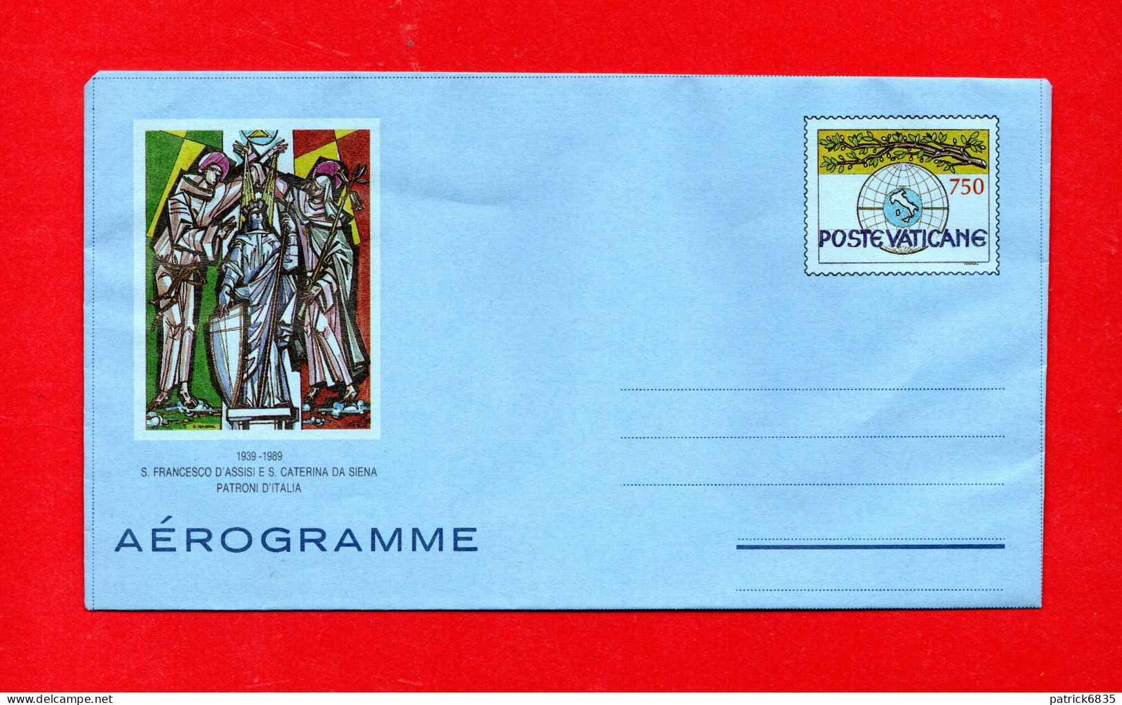 1989 ** VATICANO - Aerogramma. A. 27 - PATRONI D'ITALIA . MNH** - Postal Stationeries