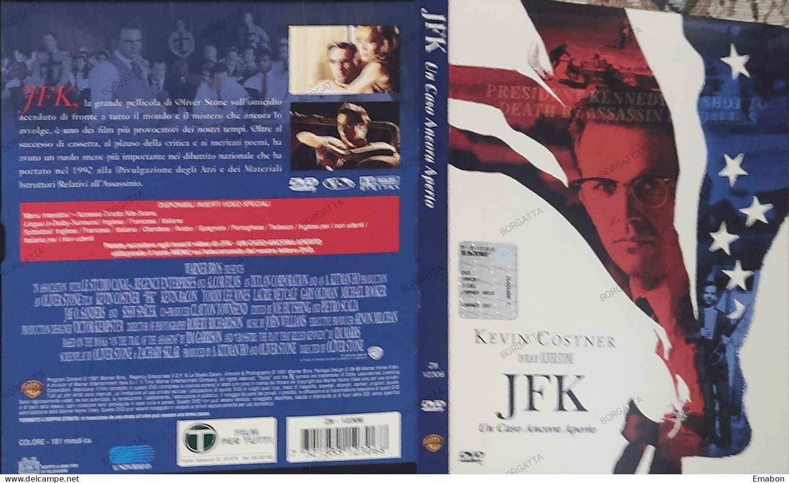 BORGATTA - DRAMMA - Dvd  " JFK UN CASO ANCORA APERTO " KEVIN KOSTNER - PAL 2 - WARNER  1999-  USATO In Buono Stato - Drama