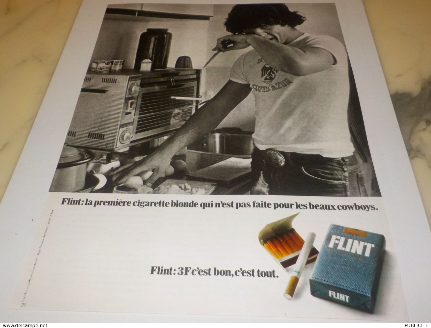 ANCIENNE  PUBLICITE  PAS FAITES POUR LES BEAUX COWBOYS CIGARETTE FLINT  1972 - Other & Unclassified