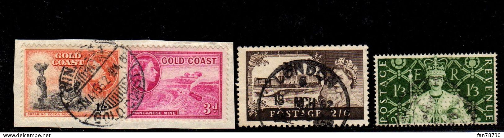 Grande Bretagne 1953 à 1955 -  Y&T 151, 154, 283 Et 281 - Frais Du Site Déduits - Used Stamps