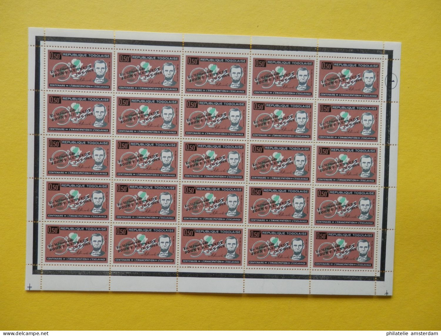 Togo 1964, FULL SHEETS / OVERPRINT 'EN MEMOIRE DE JOHN F. KENNEDY 1917-1963' / LINCOLN: Mi 407-10, ** - Kennedy (John F.)