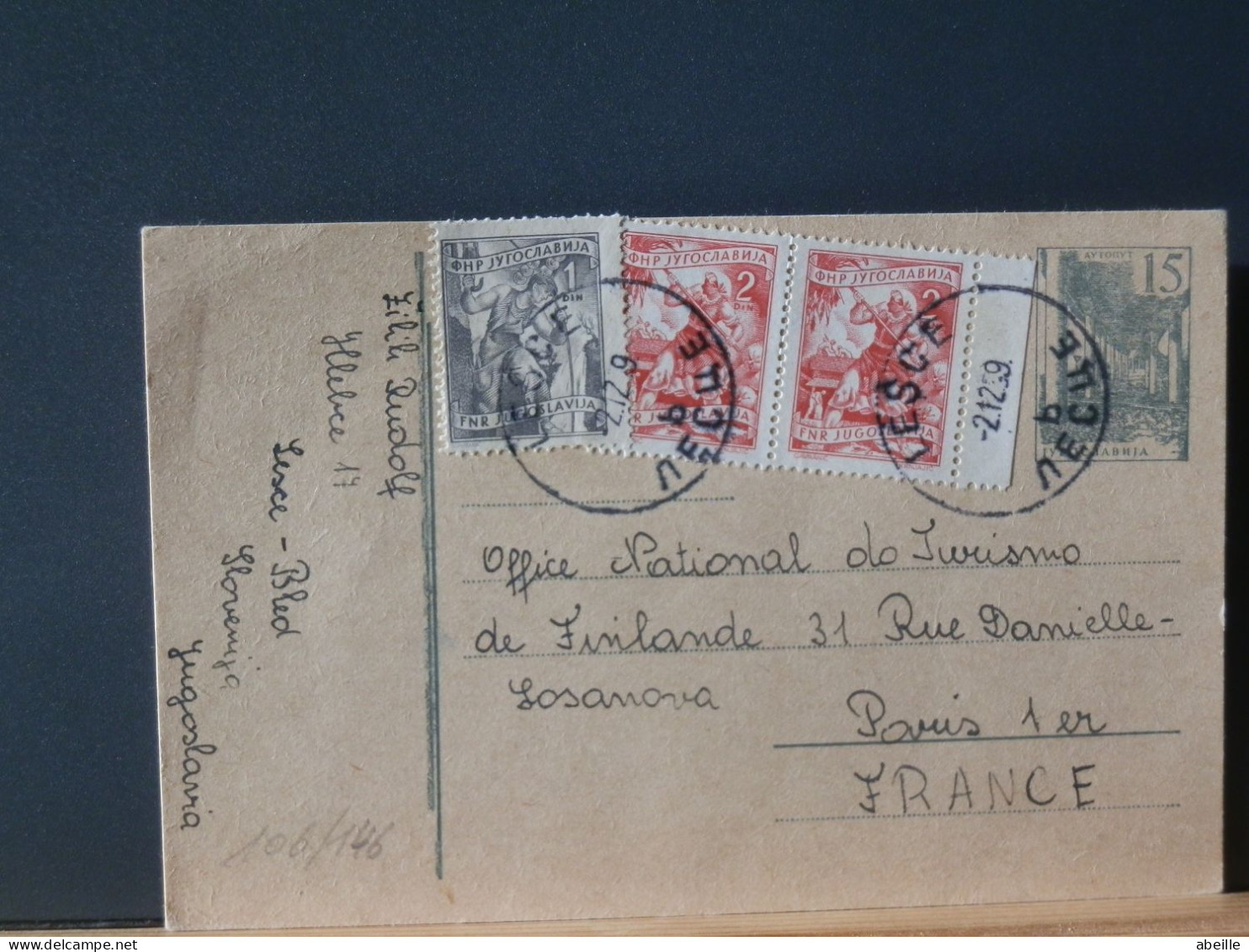 106/146  CP1946    POUR LA FRANCE 1959 - Entiers Postaux