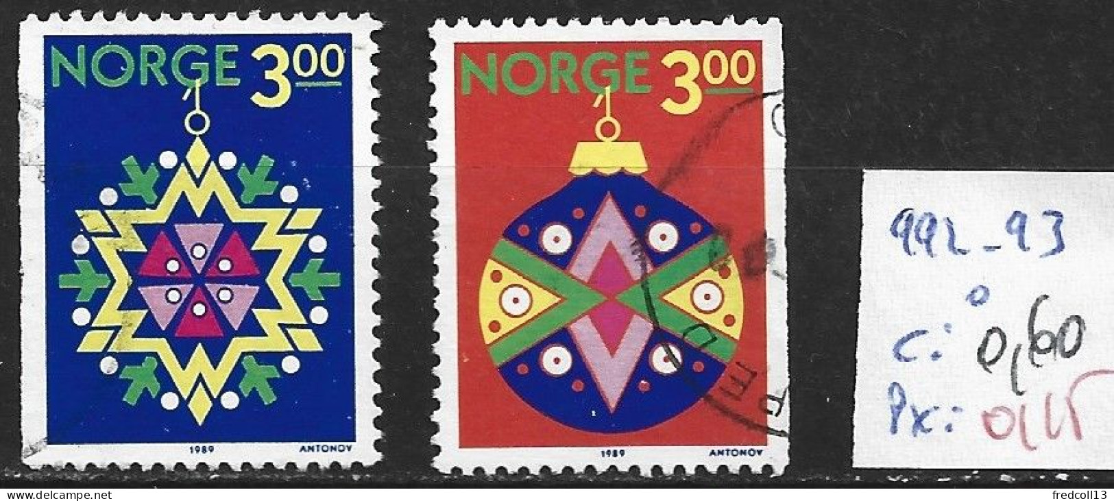 NORVEGE 992-93 Oblitérés Côte 0.60 € - Oblitérés