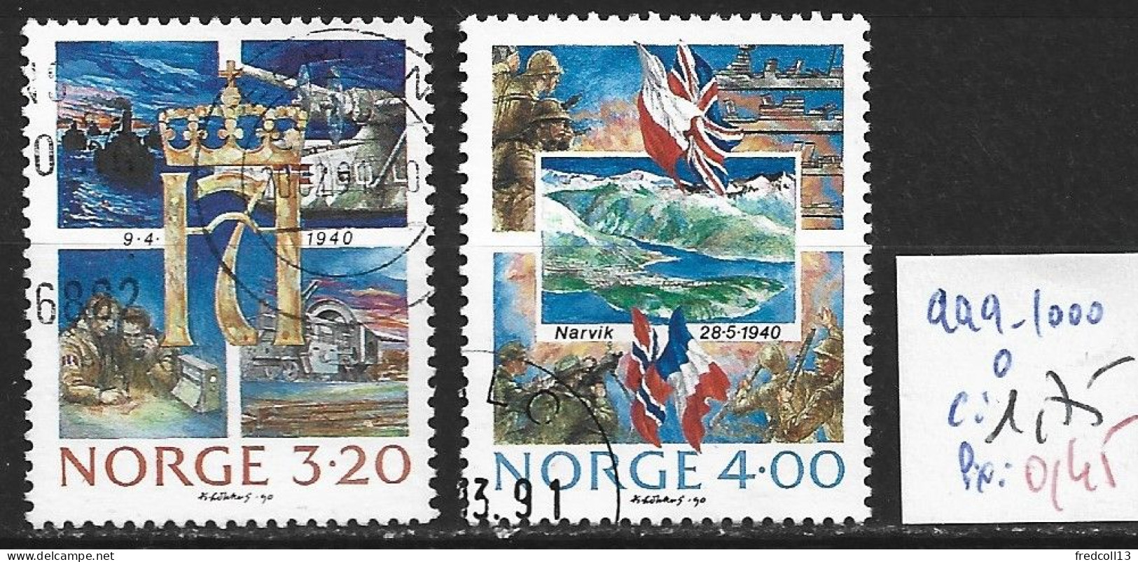 NORVEGE 999-1000 Oblitéré Côte 1.75 € - Usados