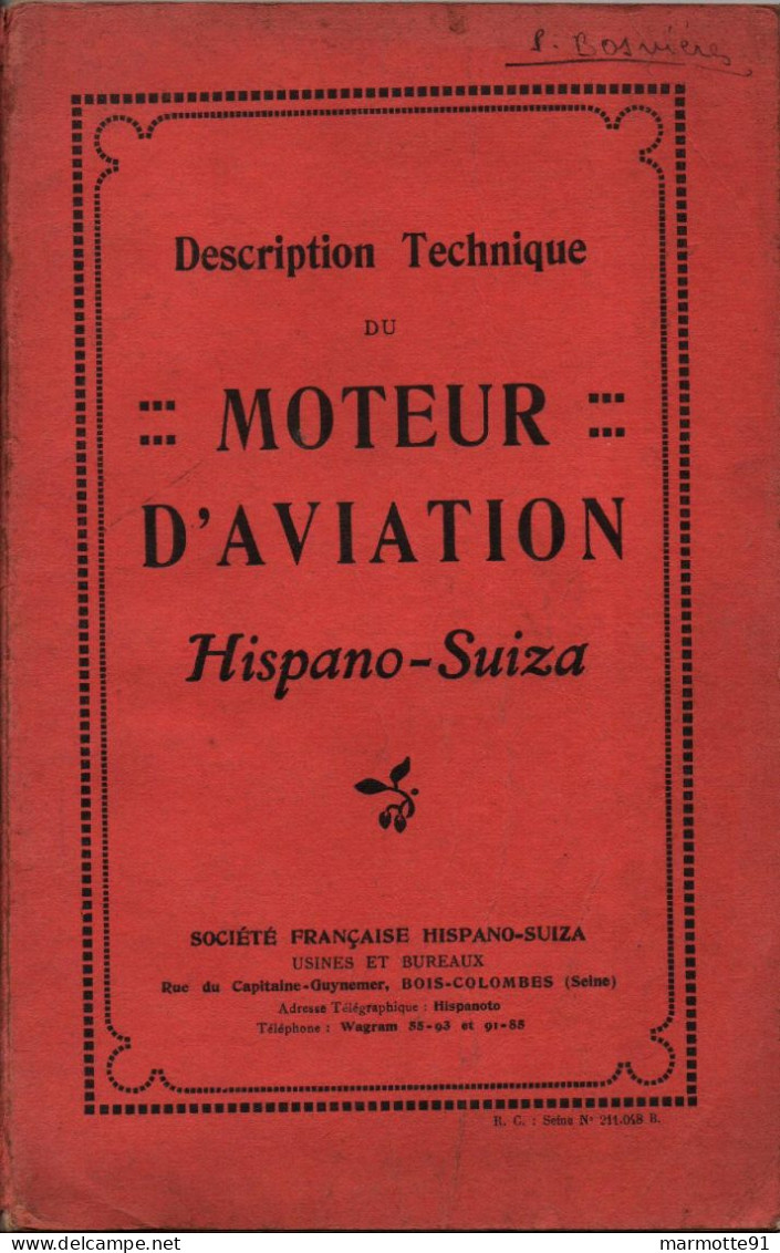 NOTICE TECHNIQUE MOTEUR AVIATION HISPANO SUIZA 1925 - AeroAirplanes