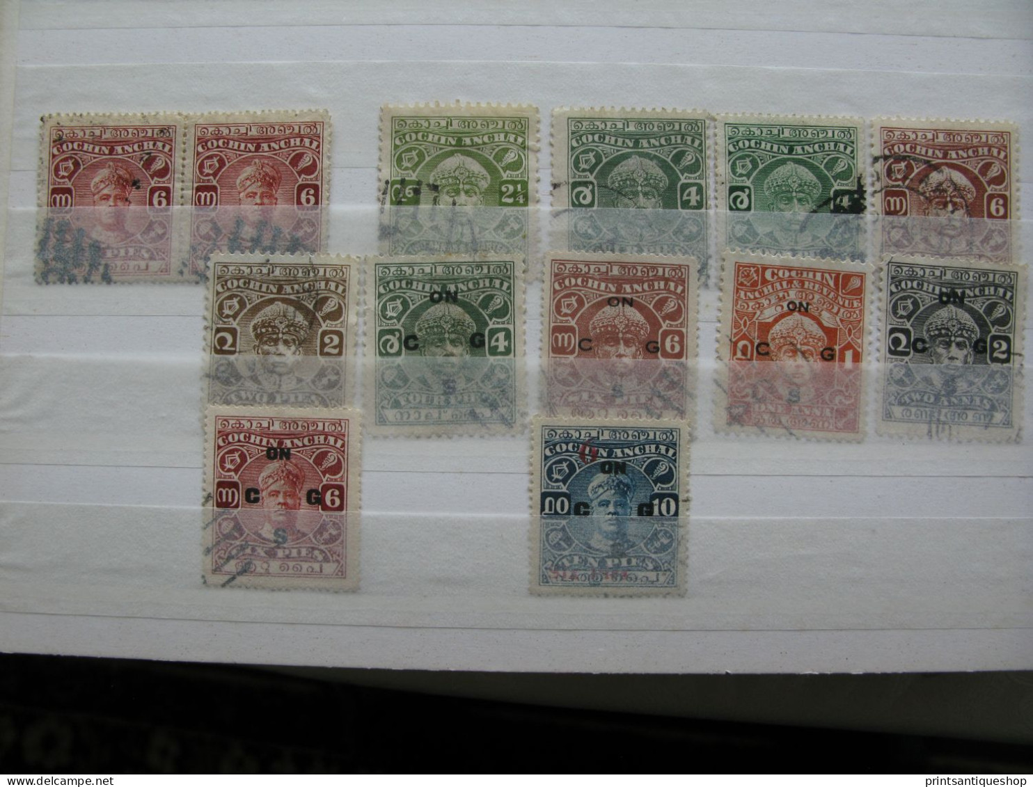 Lot 13 Stamps Cochin India - Cochin