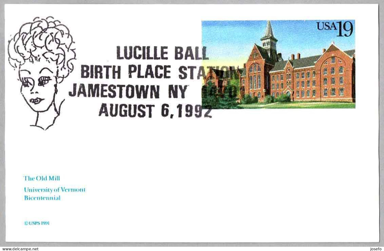 Birth Place Of LUCILLE BALL (1911 - 1989). Jamestown NY 1992 - Famous Ladies