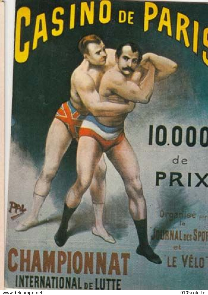 Affiche Sur Carte  - - Championnat International De Lutte - Casino De Paris - PRIX FIXE - ( Cd062) - Wrestling