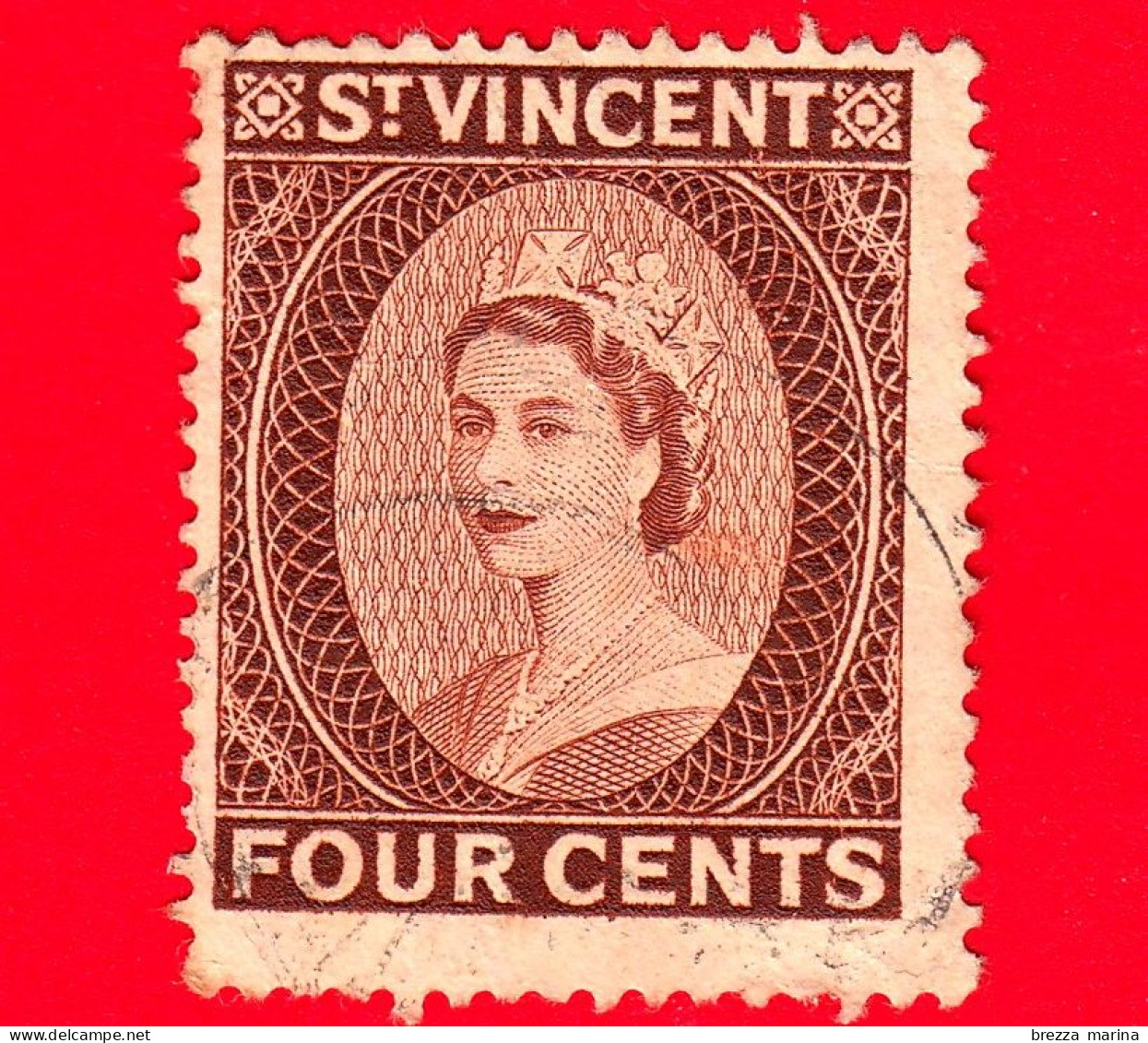 ST. VINCENT- Usato - 1955 - Regina Elisabetta - Queen Elizabeth II - 4 - St.Vincent (...-1979)