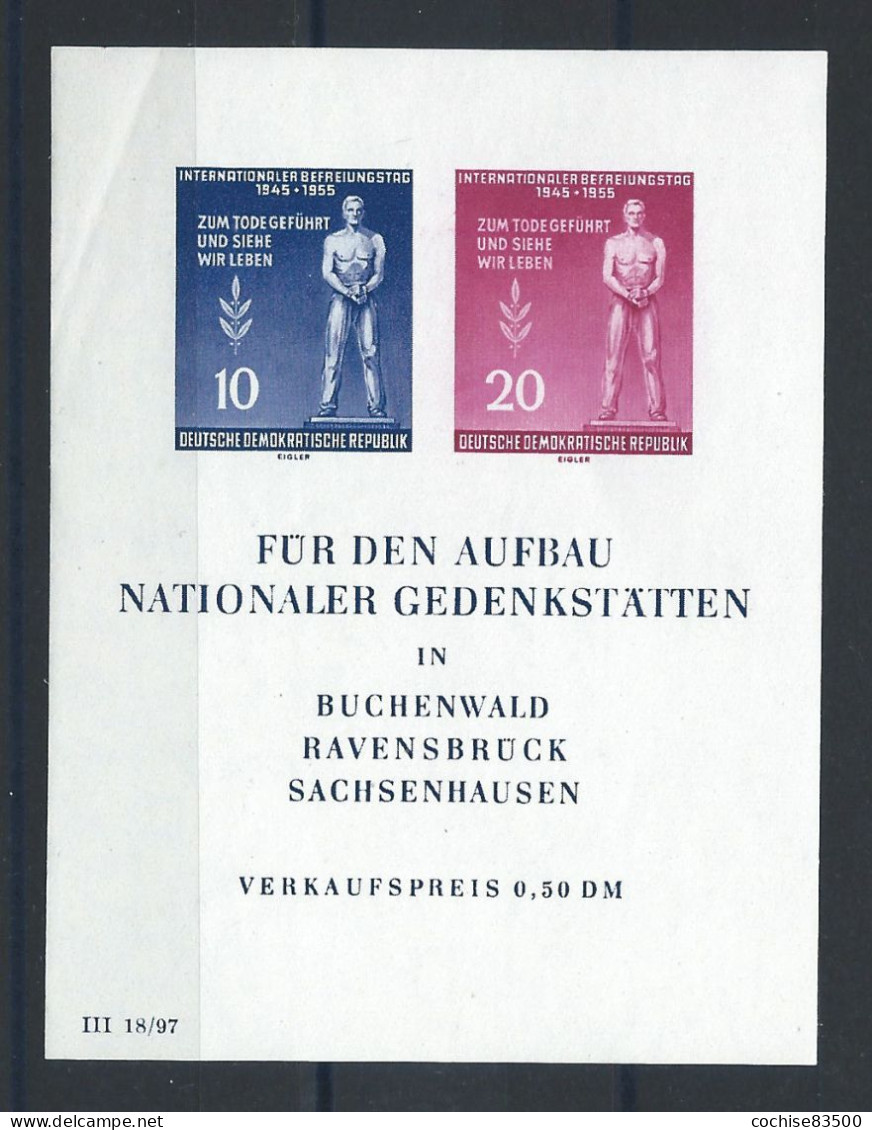 Allemagne RDA Bloc N°5** (MNH) 1955 - Libération Des Camps De Déportation - 1950-1970