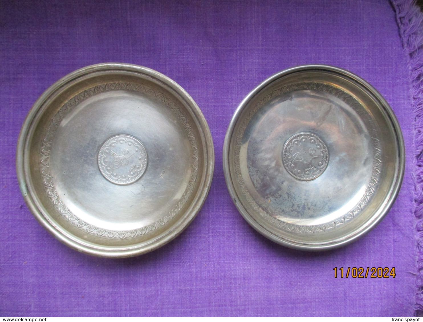 Sous Verres, Argent 800 Avec Pièce Ottomane De 5 Kurush 1327/4, 1328/4 (vente à La Pièce) - Silverware