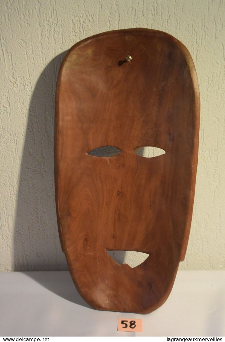 C58 Ancien Masque Africain En Bois Congo Tribal Ethnique - Afrikanische Kunst