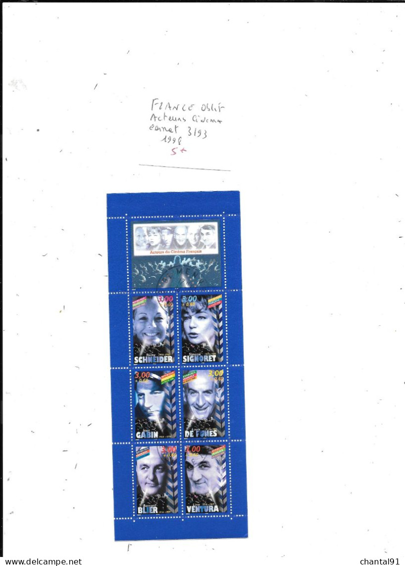 FRANCE N° CARNET 3193 OBL ACTEURS CINEMA 1998 - Bekende Personen