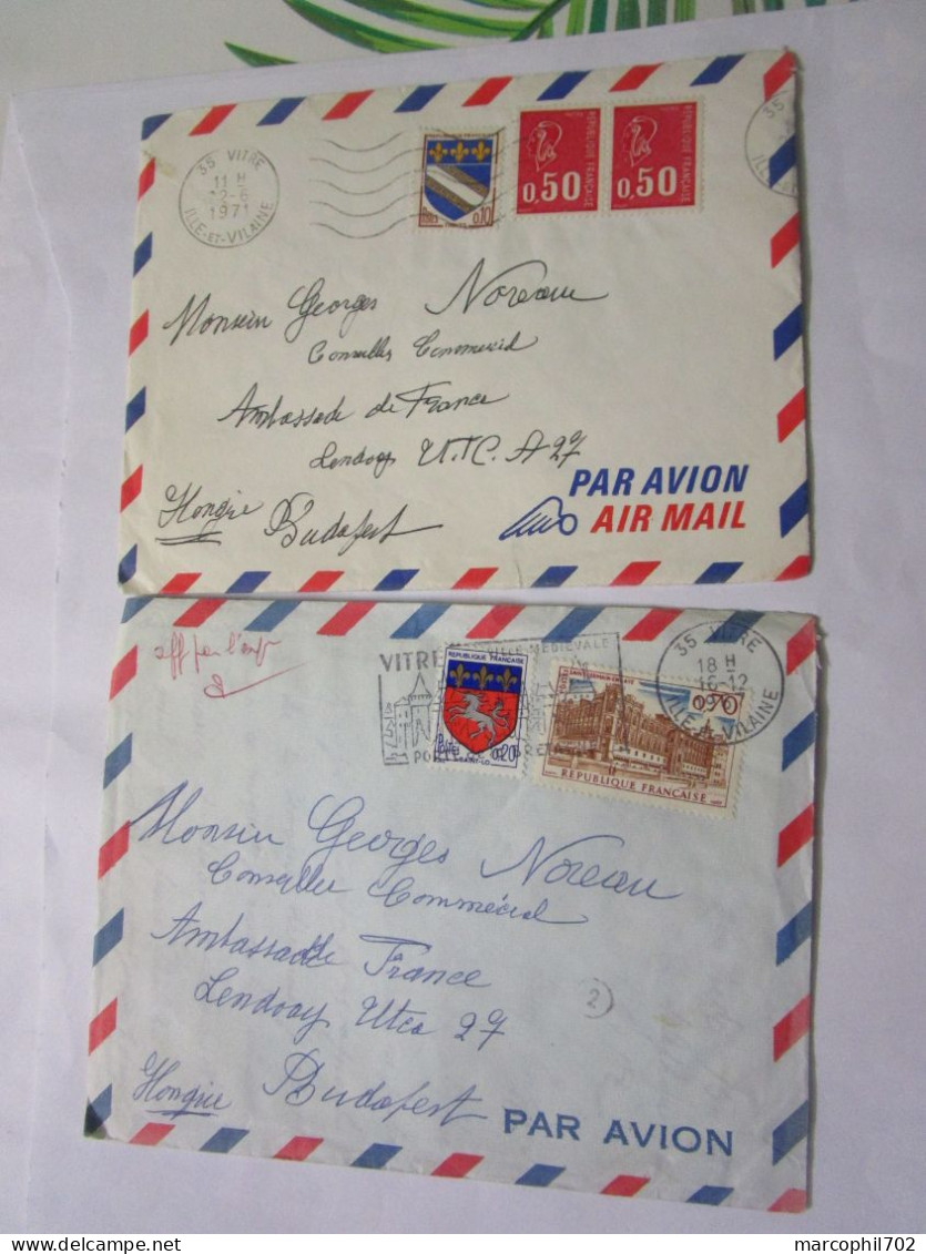 2 Lettre  Avec Courrier De 1970 Et 1971 Pour La Hongrie Affranchies 90 Cts Et 1fr10 - Postal Rates