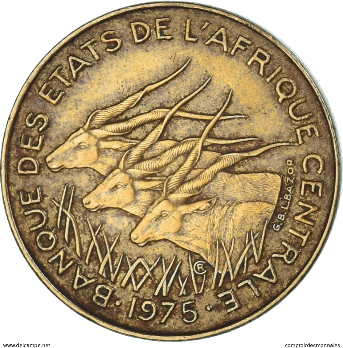 Monnaie, États De L'Afrique Centrale, 5 Francs, 1975 - República Centroafricana