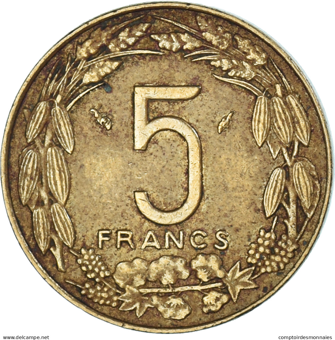 Monnaie, États De L'Afrique Centrale, 5 Francs, 1975 - República Centroafricana