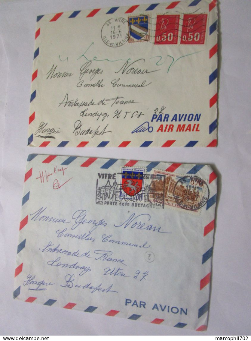 2 Lettre  Avec Courrier De 1967 Et 1971 Pour La Hongrie Affranchies 90 Cts Et 1fr10 - Postal Rates