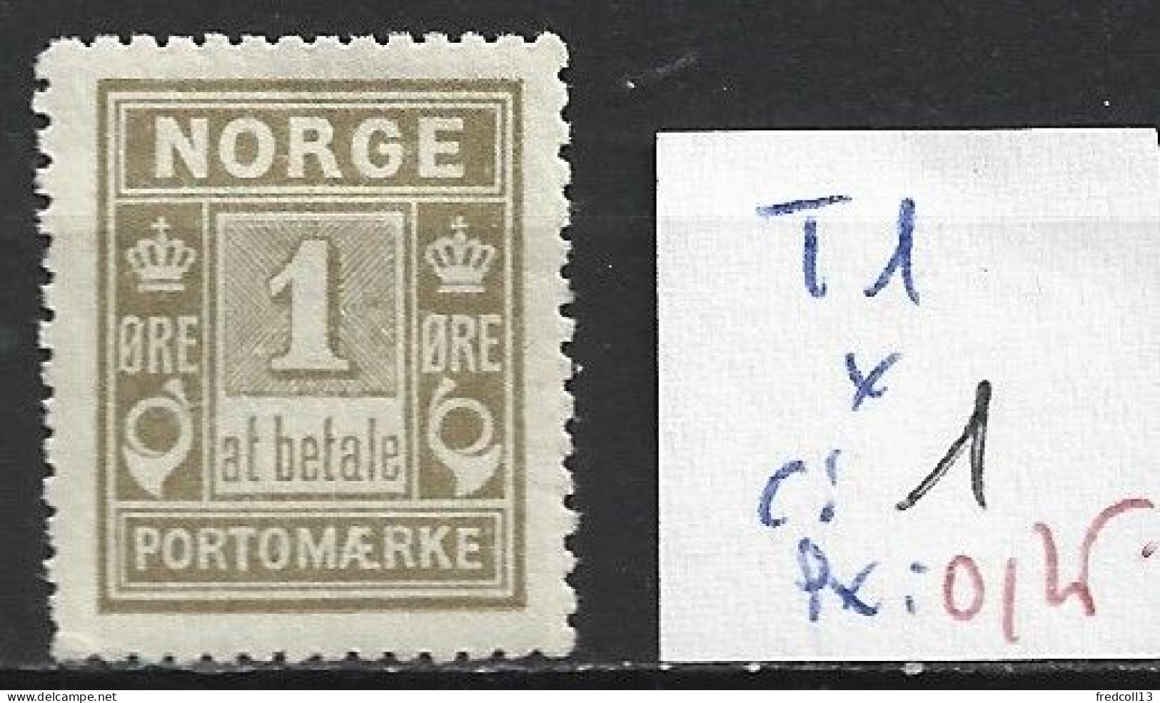 NORVEGE TAXE 1 * Côte 1 € - Unused Stamps