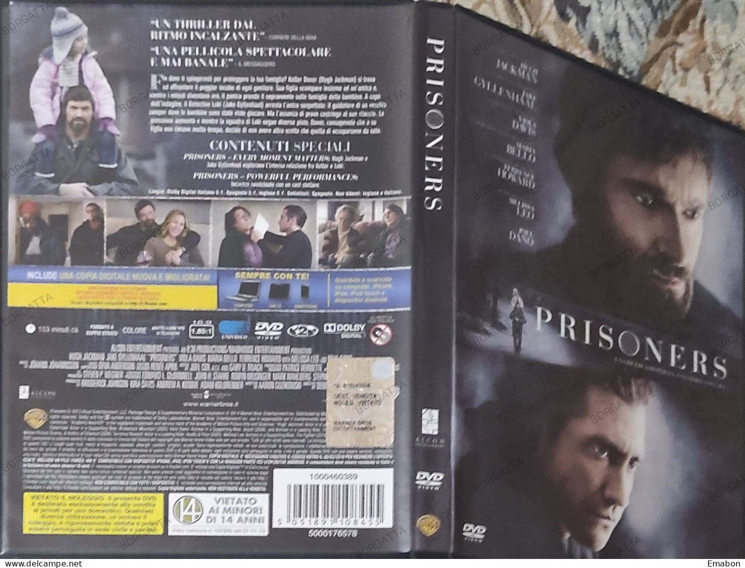 BORGATTA - THRILLER - Dvd  " PRISONERS " HUGH JACKMAN,- PAL 2 - WARNER 2013-  USATO In Buono Stato - Drama