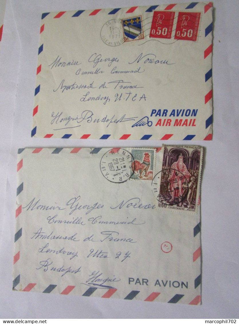 2 Lettre  Avec Courrier De 1967 Et 1971 Pour La Hongrie Affranchies 90 Cts Et 1fr10 - Postal Rates