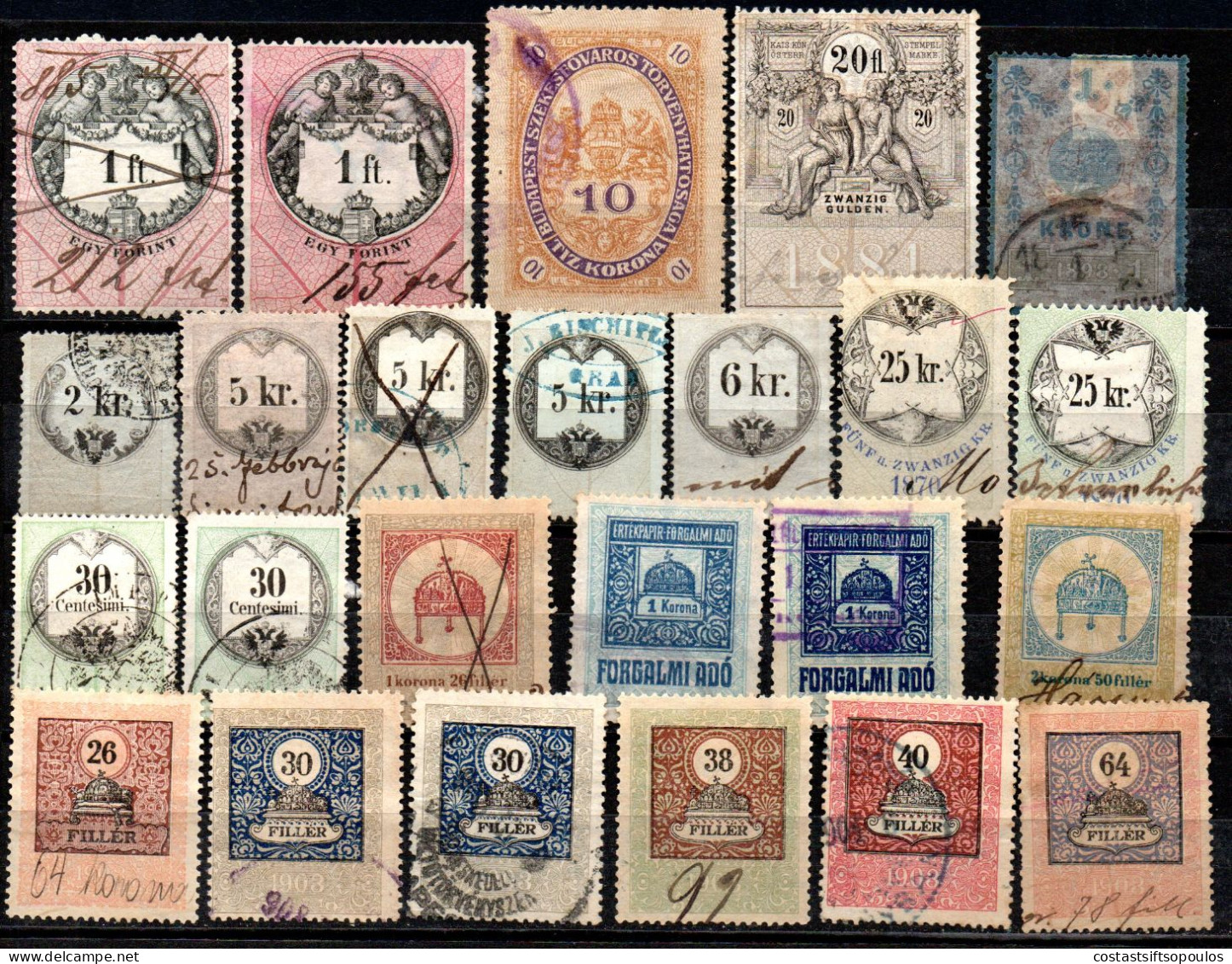 2517.AUSTRIA-HUNGARY 37 OLD REVENUES LOT, SOME FAULTS - Fiscali