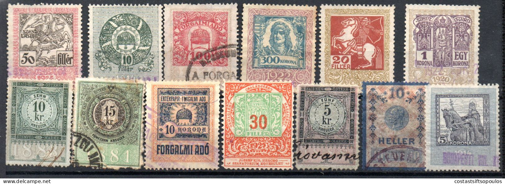 2517.AUSTRIA-HUNGARY 37 OLD REVENUES LOT, SOME FAULTS - Revenue Stamps