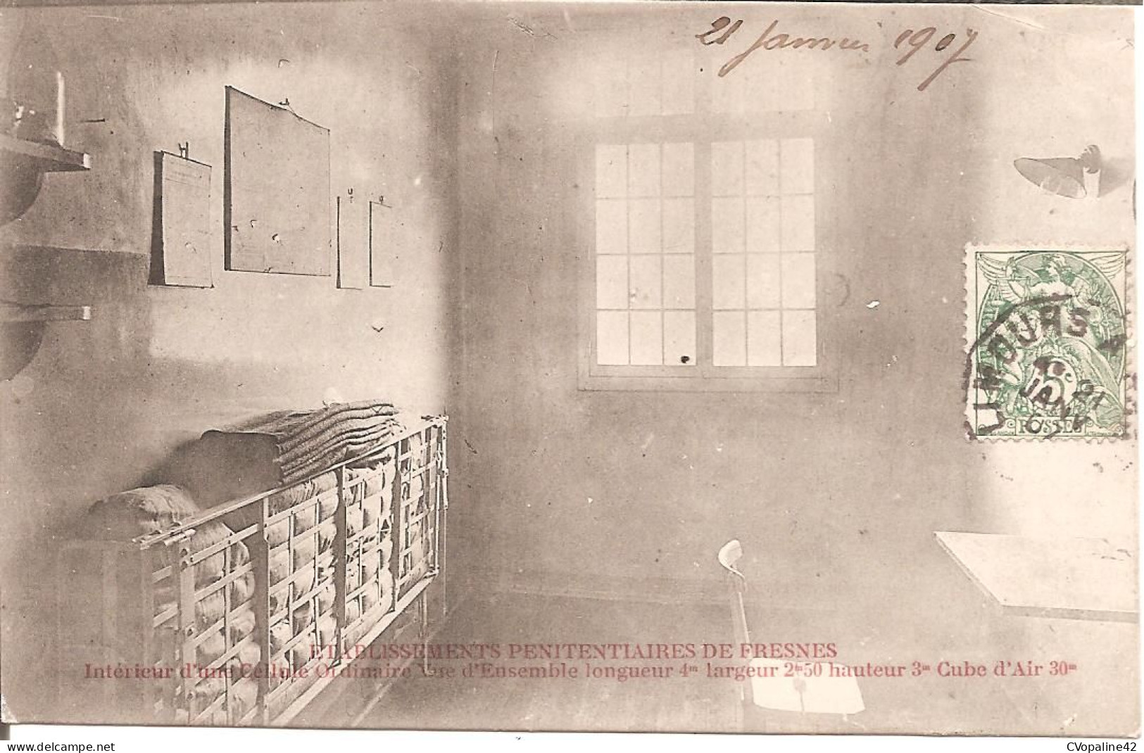 ETABLISSEMENTS PENITENTIAIRES DE FRESNES (94) Intérieur D'une Cellule Ordinaire En 1907 - Fresnes