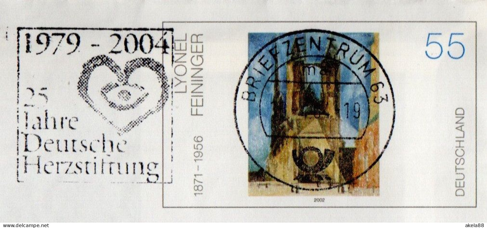 GERMANIA 2002 - LYONEL FEININGER - CHIESA DI HALLE MARKET - FONDAZIONE TEDESCA CUORE - B.C. 63 - FRANCOBOLLO PRESTAMPATO - Personnalized Stamps