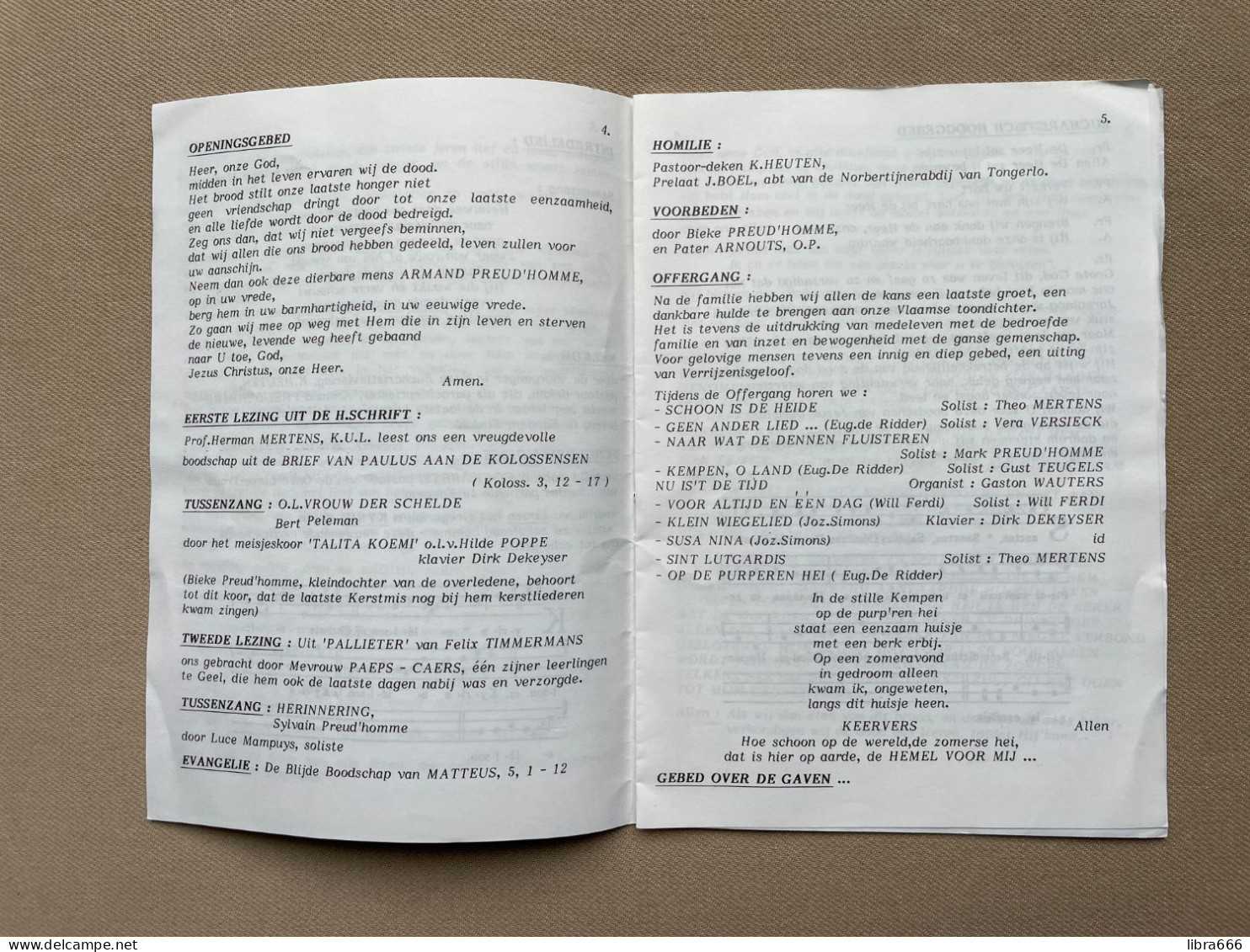 Eucharistieviering PREUD'HOMME Armand - 1904-1986 - (Peer-Brasschaat) - Toondichter - 21 X 15 Cm. - Sonstige & Ohne Zuordnung