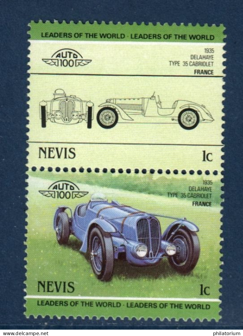 Nevis, YV , Mi 232, 233, SG 249, 250, Delahaye Type 35 Cabriolet, 1935, - Anguilla (1968-...)