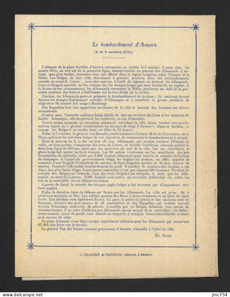 Ancienne Couverture De Cahier.   L'invasion De La Belgique En 1914.   La Défense D'Anvers.  G. Grellet, Illustrateur. - Copertine Di Libri