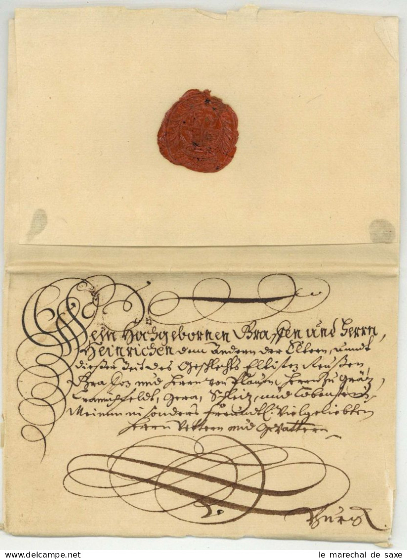 Graf Heinrich I. Reuss-Schleiz (1639-1692) Autograph 1685 Inhalt - Personaggi Storici