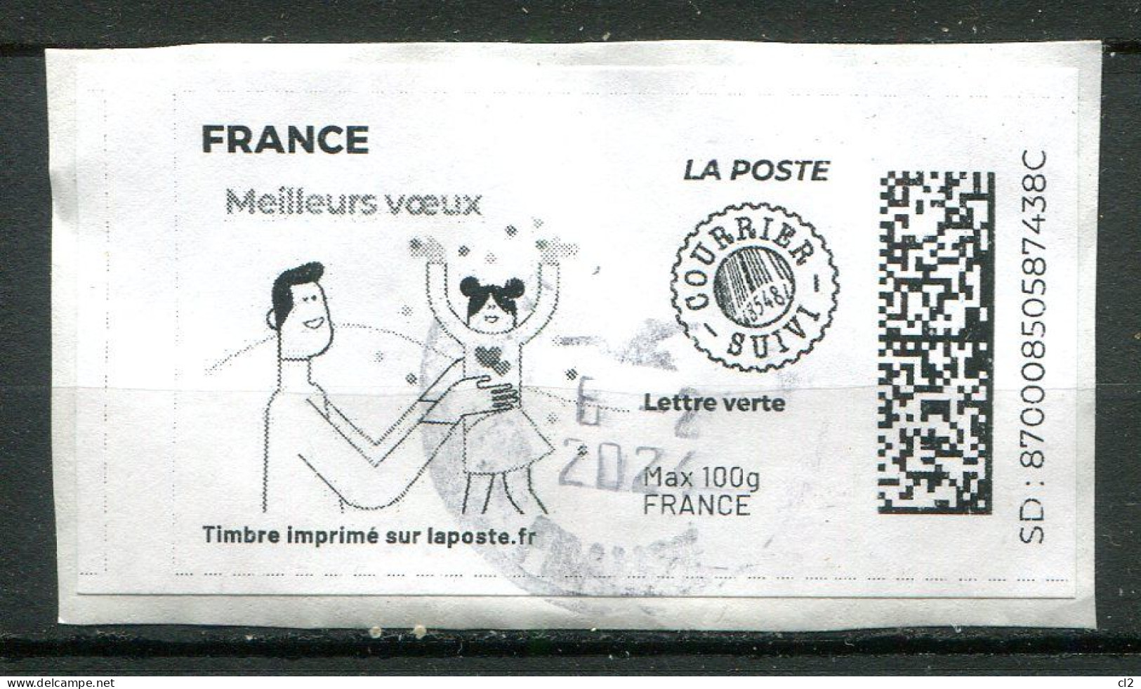 FRANCE - Timbre à Imprimer - Lettre Verte Suivie Max 100g - Meilleurs Vœux - Druckbare Briefmarken (Montimbrenligne)