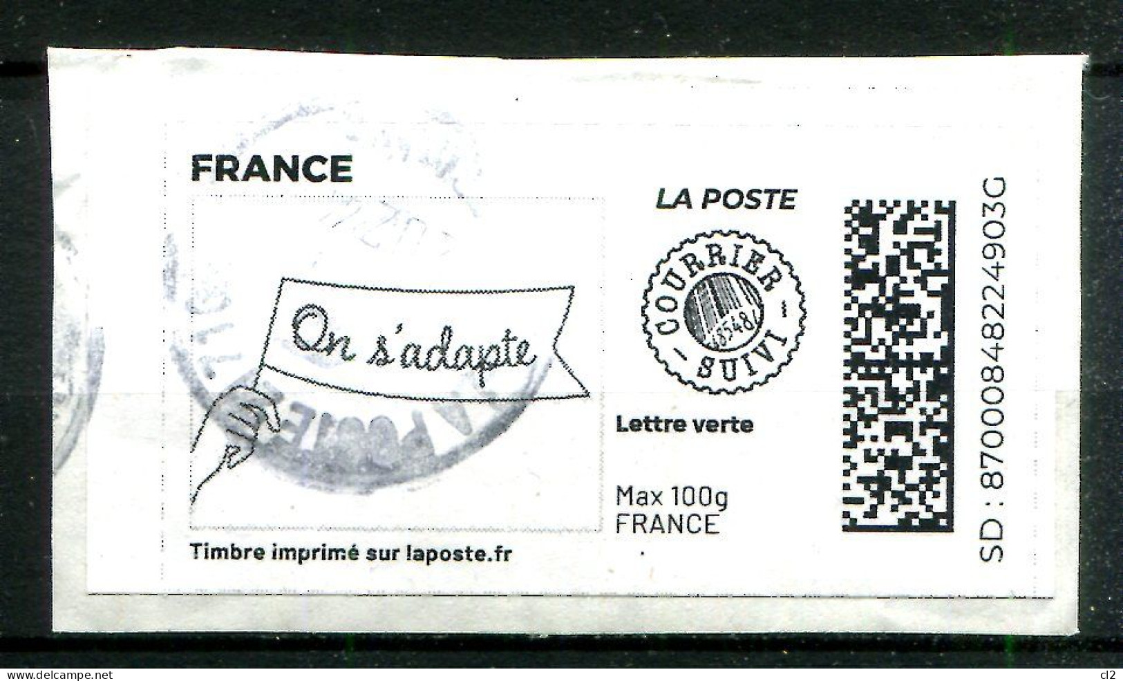 FRANCE - Timbre à Imprimer - Lettre Verte Suivie Max 100g - On S'adapte - Sellos Imprimibles (Montimbrenligne)