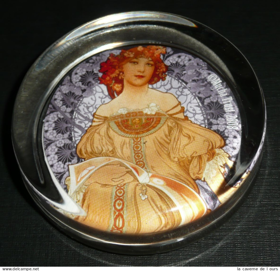 Rare Presse-papier Art Nouveau MUCHA Alphonse 2008 Femme - Glass & Crystal