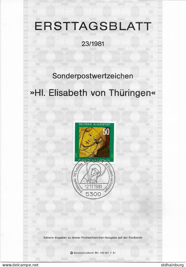 2012e: BRD- ETB 1981, Elisabeth Von Thüringen - Teología