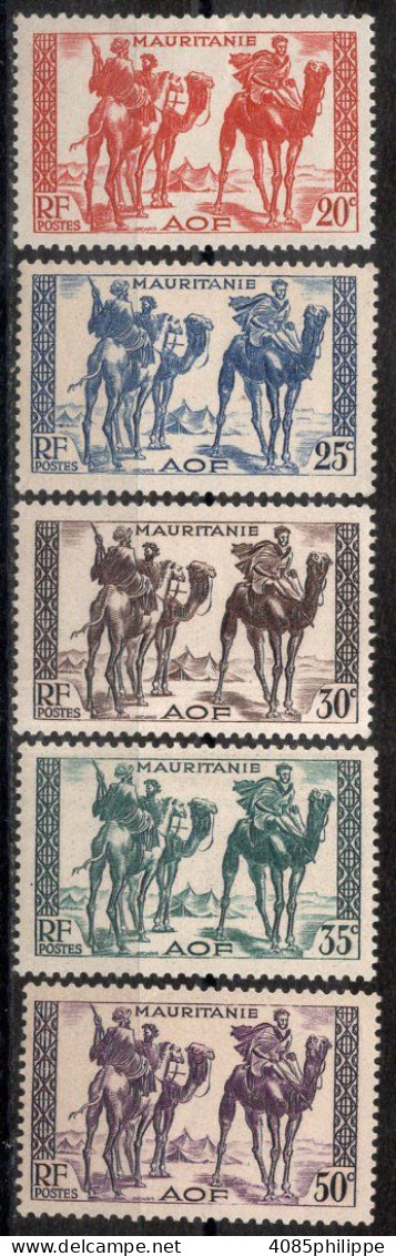 Mauritanie Timbres-poste N°79* à 83* Neufs Charnières TB Cote : 3€50 - Unused Stamps