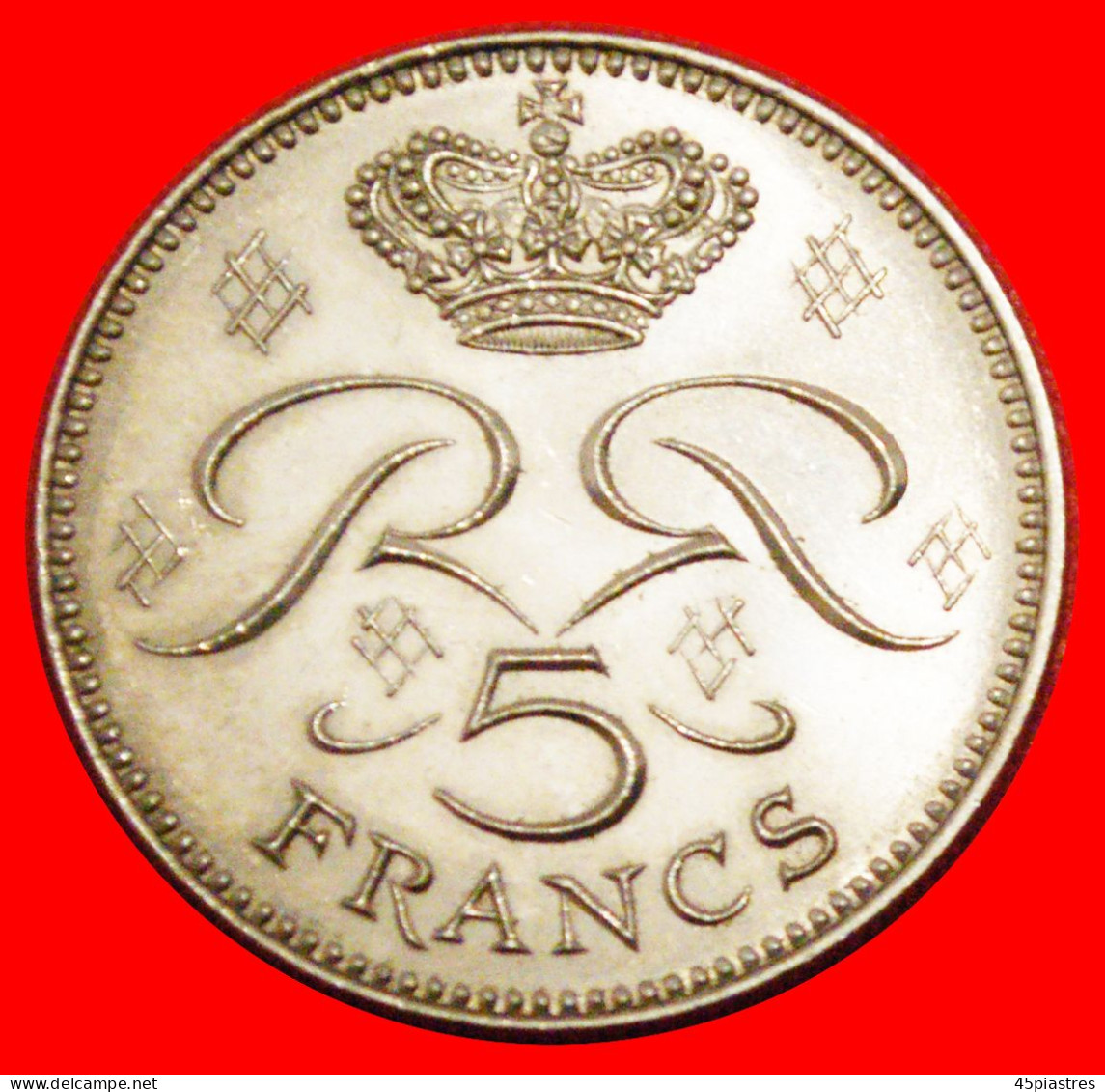 * FRANCE (1970-1995): MONACO  5 FRANCS 1974 ERROR RAINIER III (1949-2005) MINT LUSTRE!· LOW START ·  NO RESERVE! - 1960-2001 Neue Francs